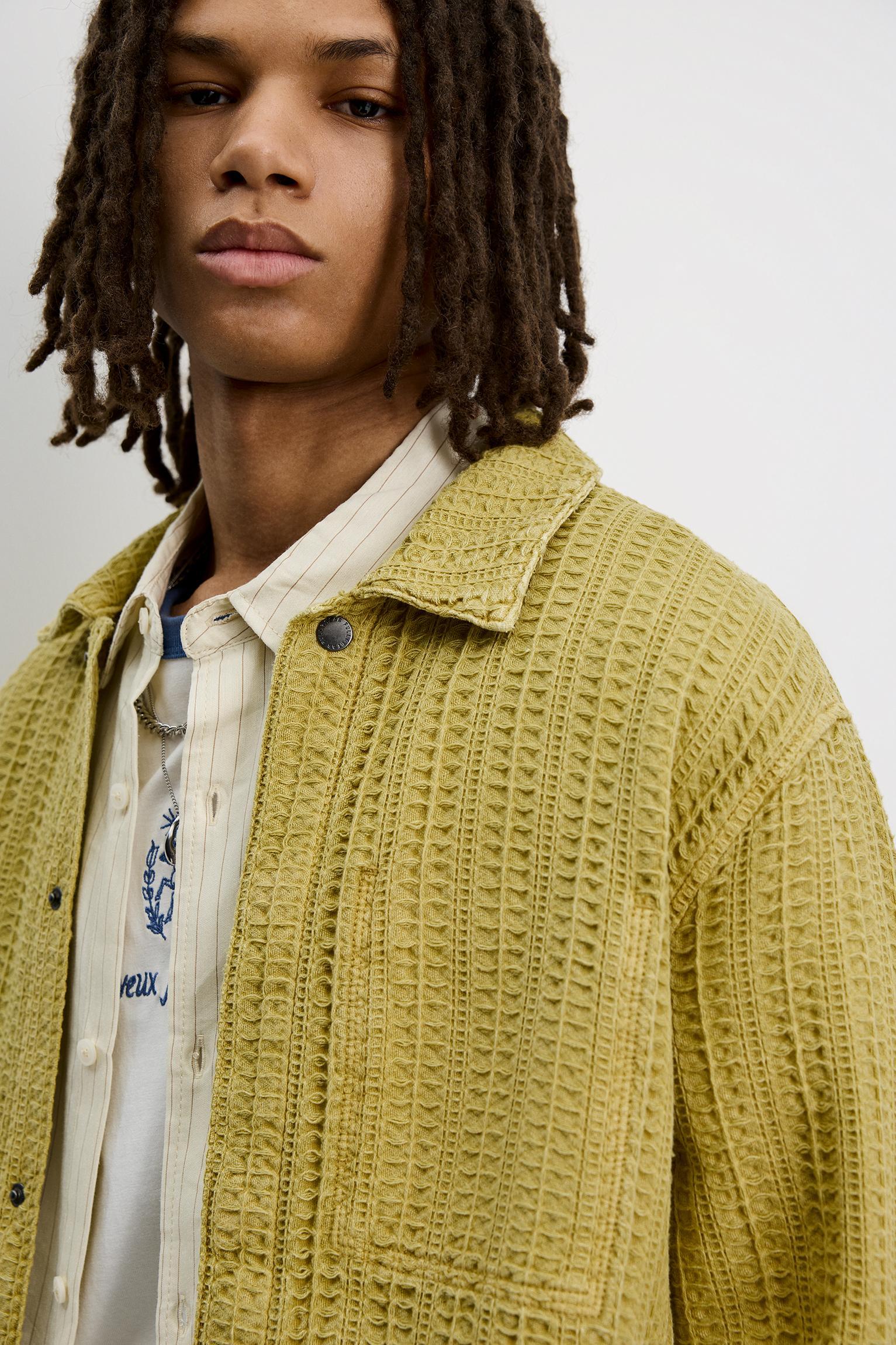 Textured trucker jacket Product Image