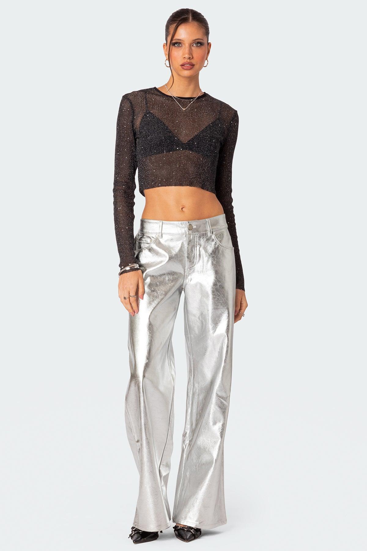 Kim Metallic Faux Leather Pants Product Image