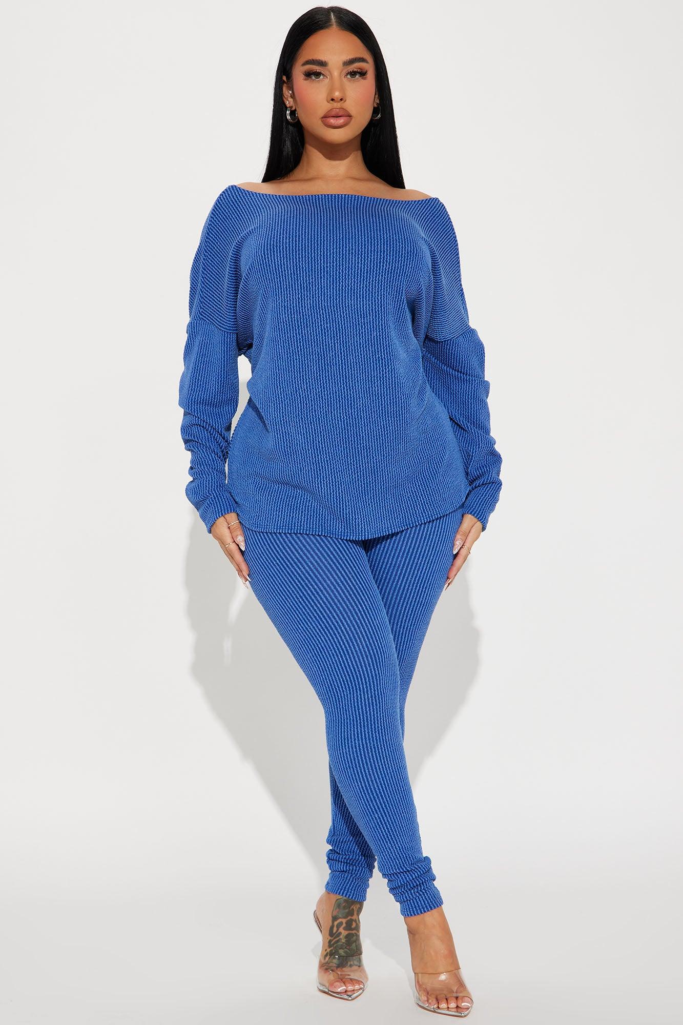Don't Get Twisted Ribbed Legging Set - Blue Product Image