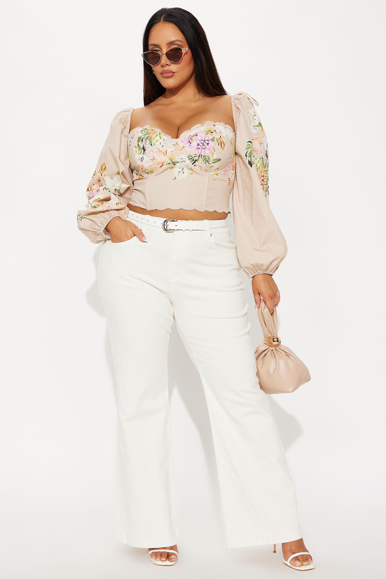Garden Fields Floral Lace Up Blouse - Blush/combo Product Image