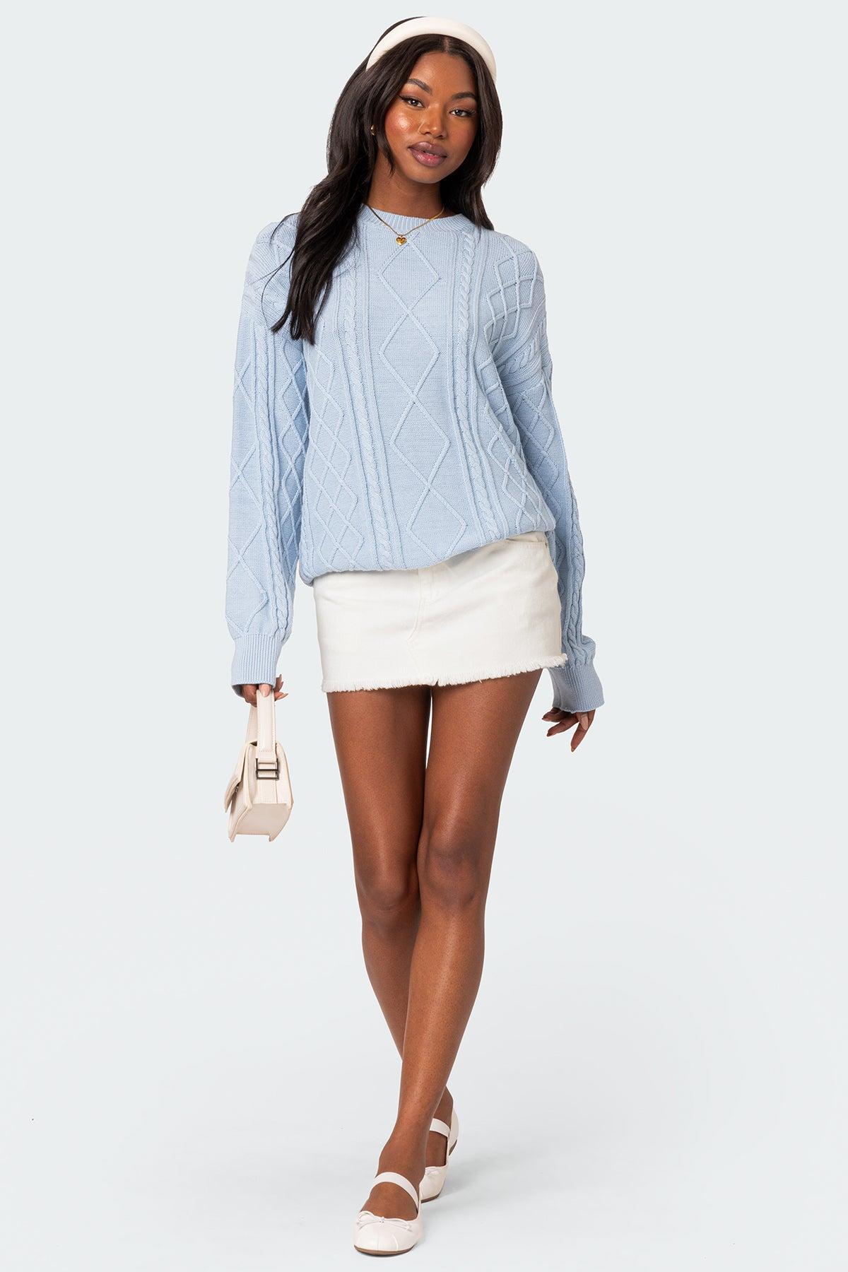 Jessy Cable Knit Oversized Sweater Product Image
