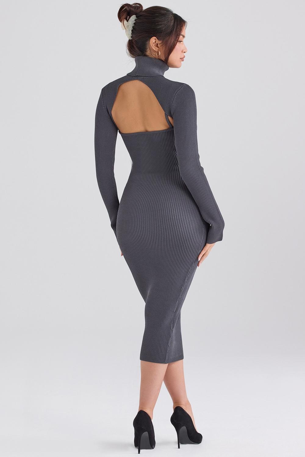 Meliora  charcoal knit midi dress - sale Product Image