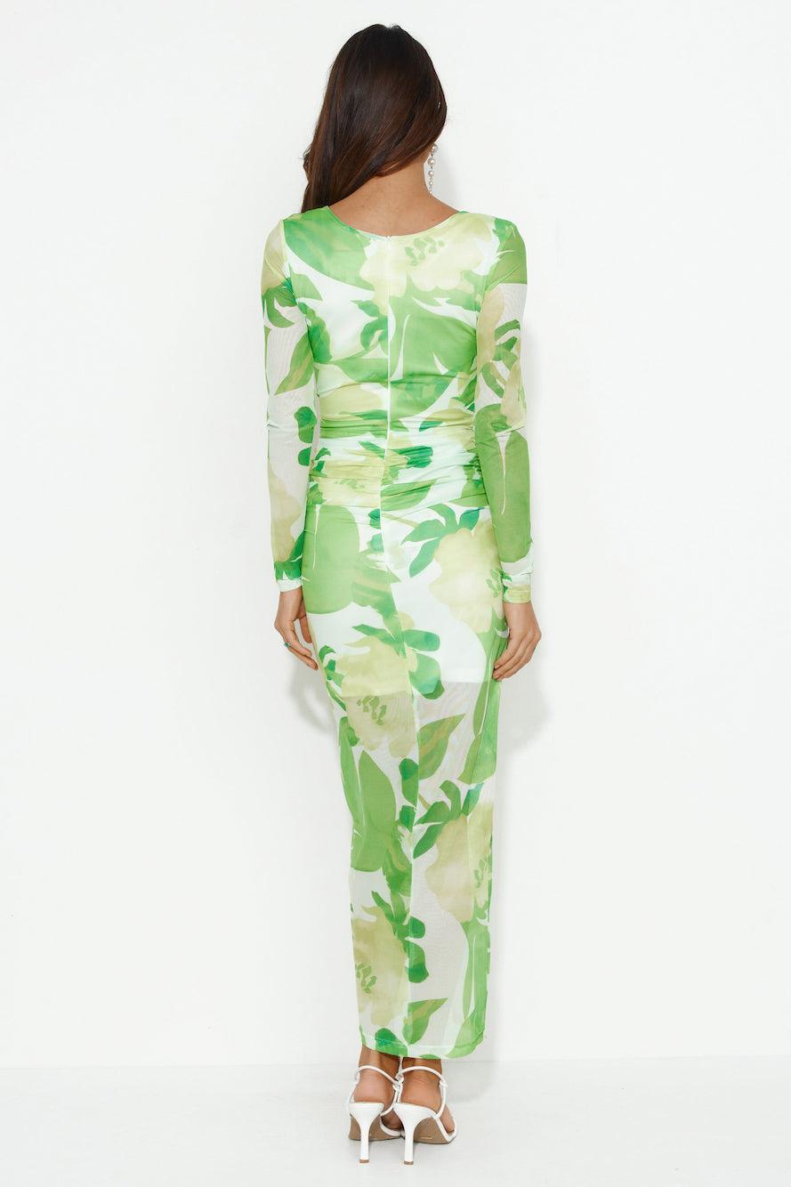 Splash In The Ocean Mesh Midi Dress Green Product Image