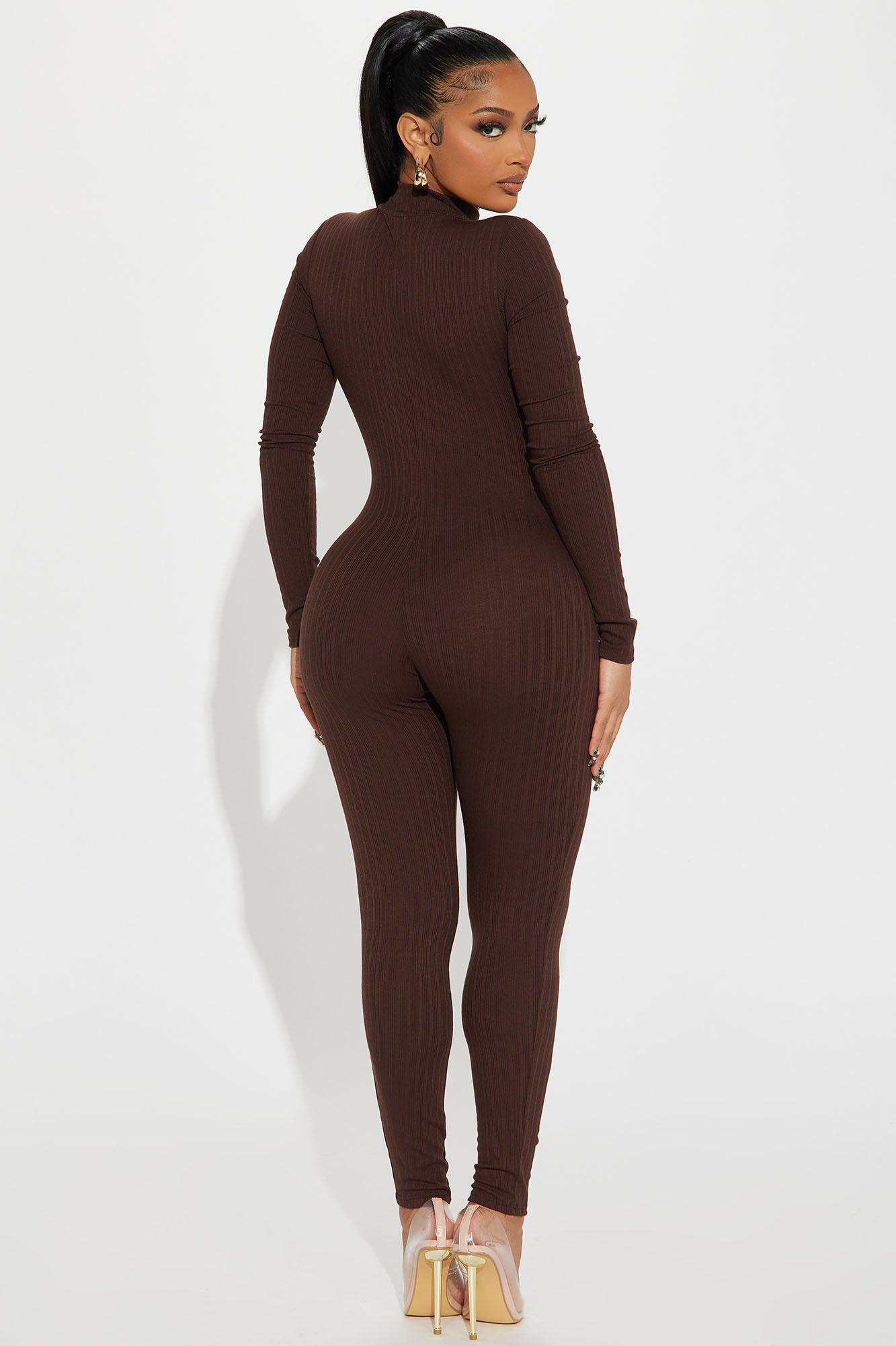 Brielle Rib Jumpsuit - Chocolate Product Image