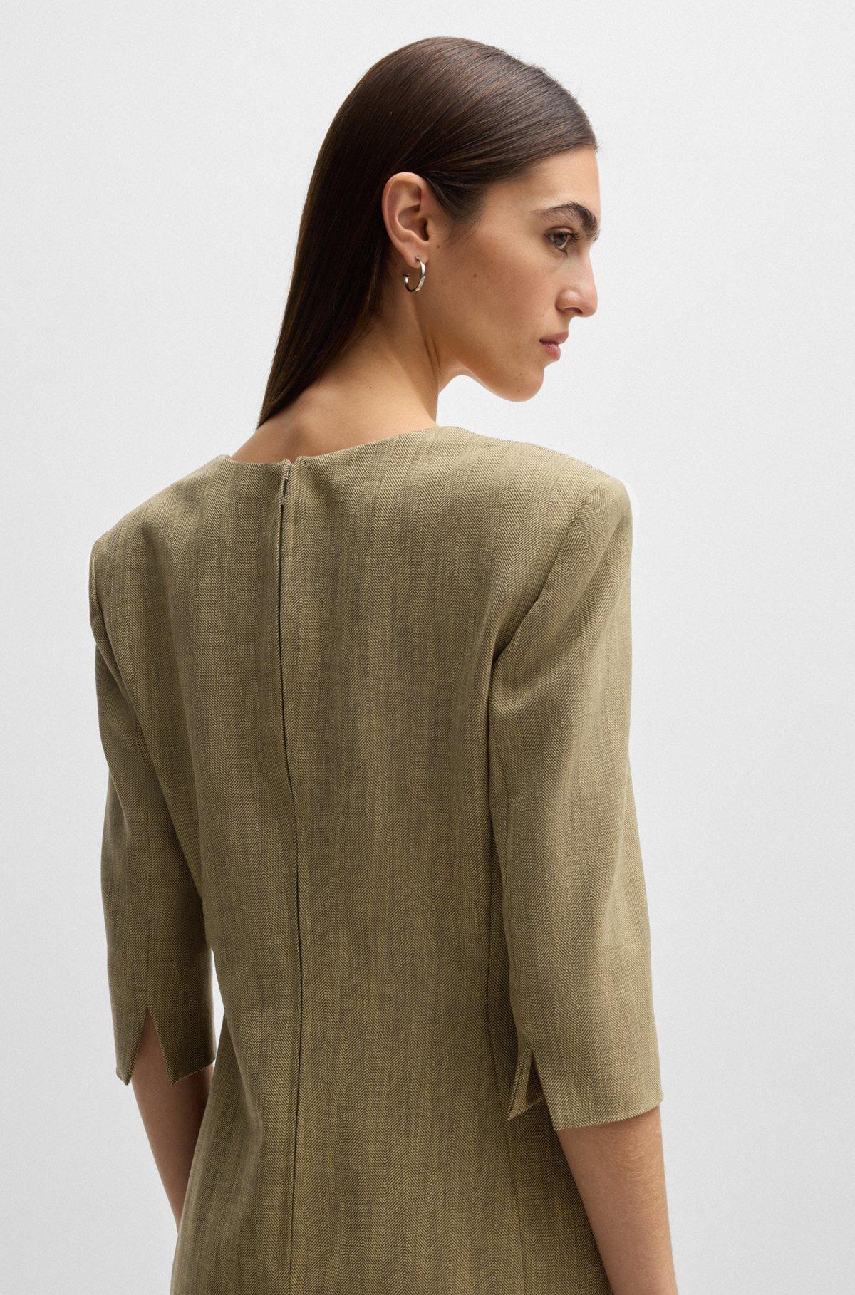 Scoop-neck dress in herringbone stretch fabric Product Image