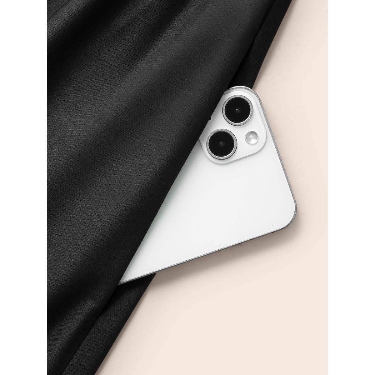 Plus Size Solid Shirred Bubble Hem Midi Dress Black Women Elegant Patchwork Square Neck Short sleeve Curvy BloomChic 22-24/3X Product Image