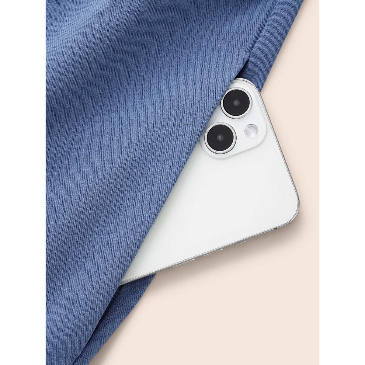 Plus Size Suit Collar Ruffle Layered Hem Dress Stone Women Workwear Essentials Belted Suit Collar Short sleeve Curvy BloomChic 18-20/2X Product Image