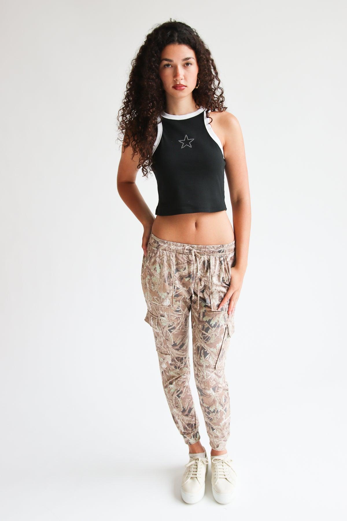 Rhinestone Star Ringer Crop Tank Top Product Image