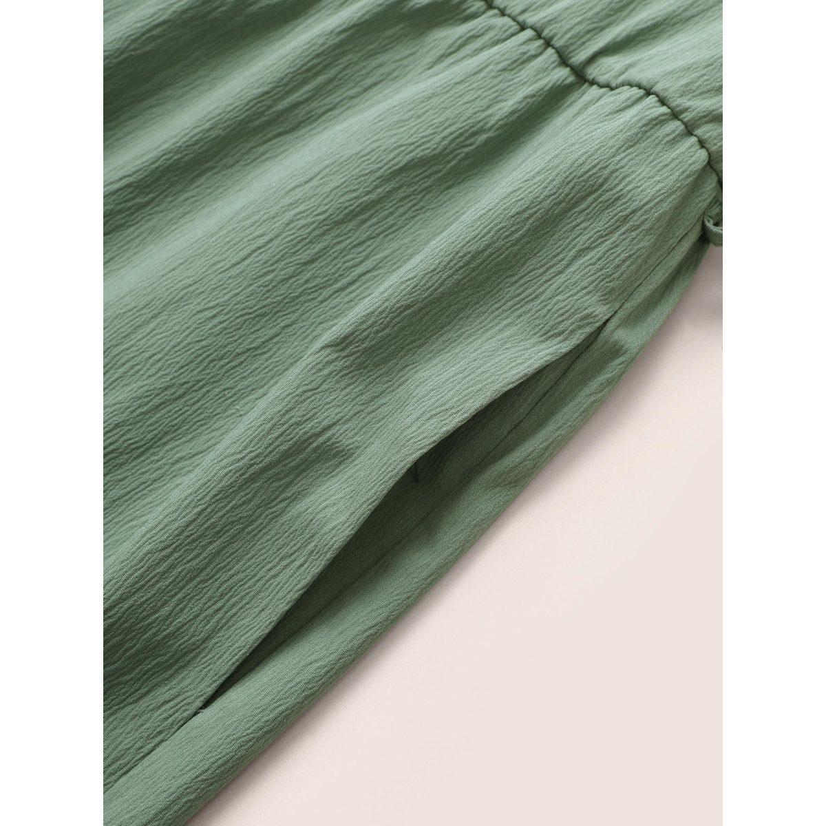 Plus Size Sage Solid Crochet Lace Mesh Ties Jumpsuit Women Resort Short sleeve V-neck Vacation Loose Jumpsuits BloomChic 14-16/1X Product Image