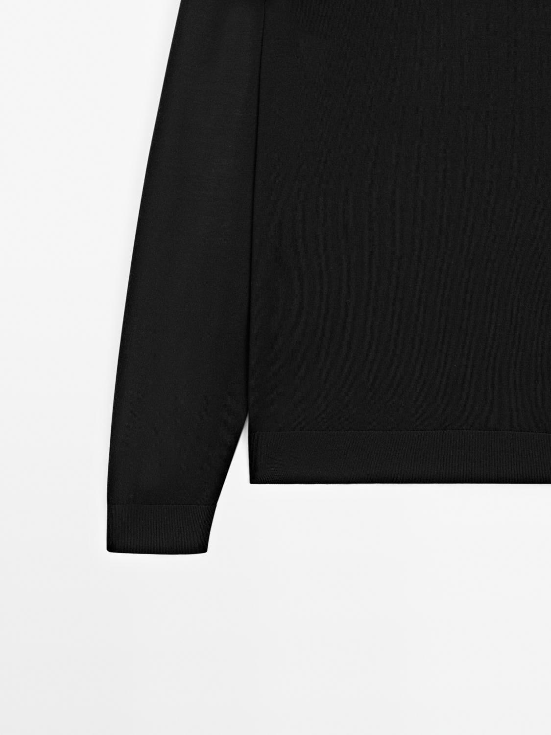 100% merino wool knit polo sweater Product Image