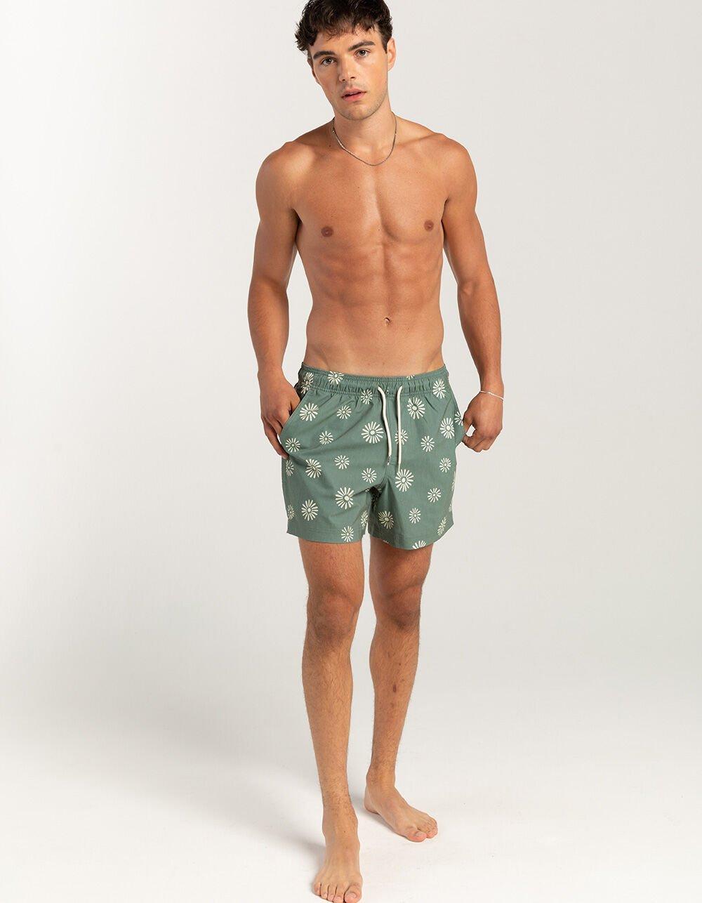 RSQ Mens Daisy 5" Swim Shorts - DK GREEN Product Image
