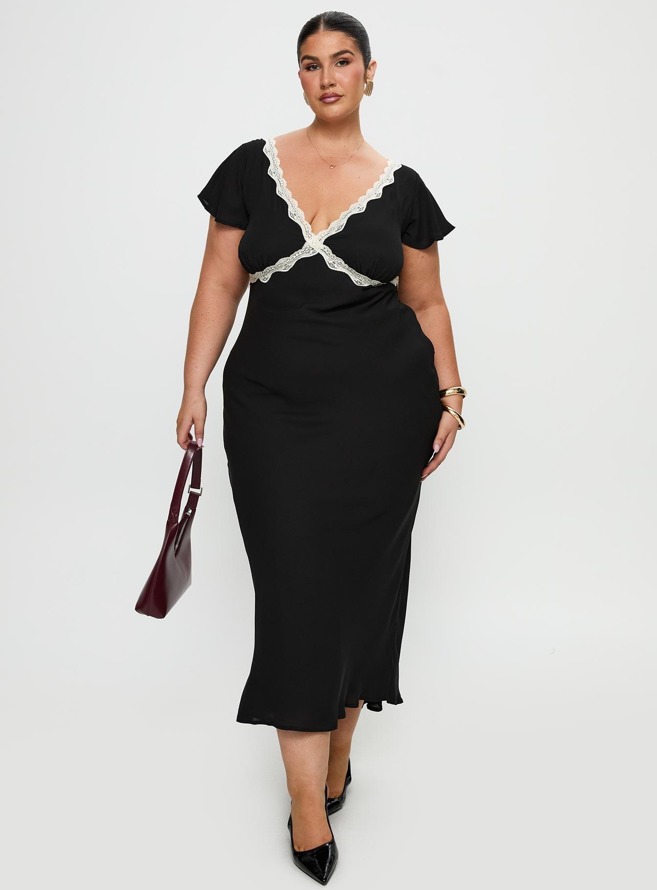 Barbarita Lace Maxi Dress Black Curve Product Image