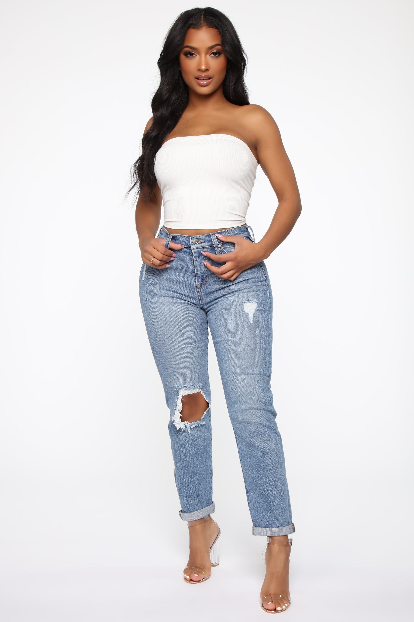 Need A New High Rise Mom Jeans - Medium Blue Wash Product Image