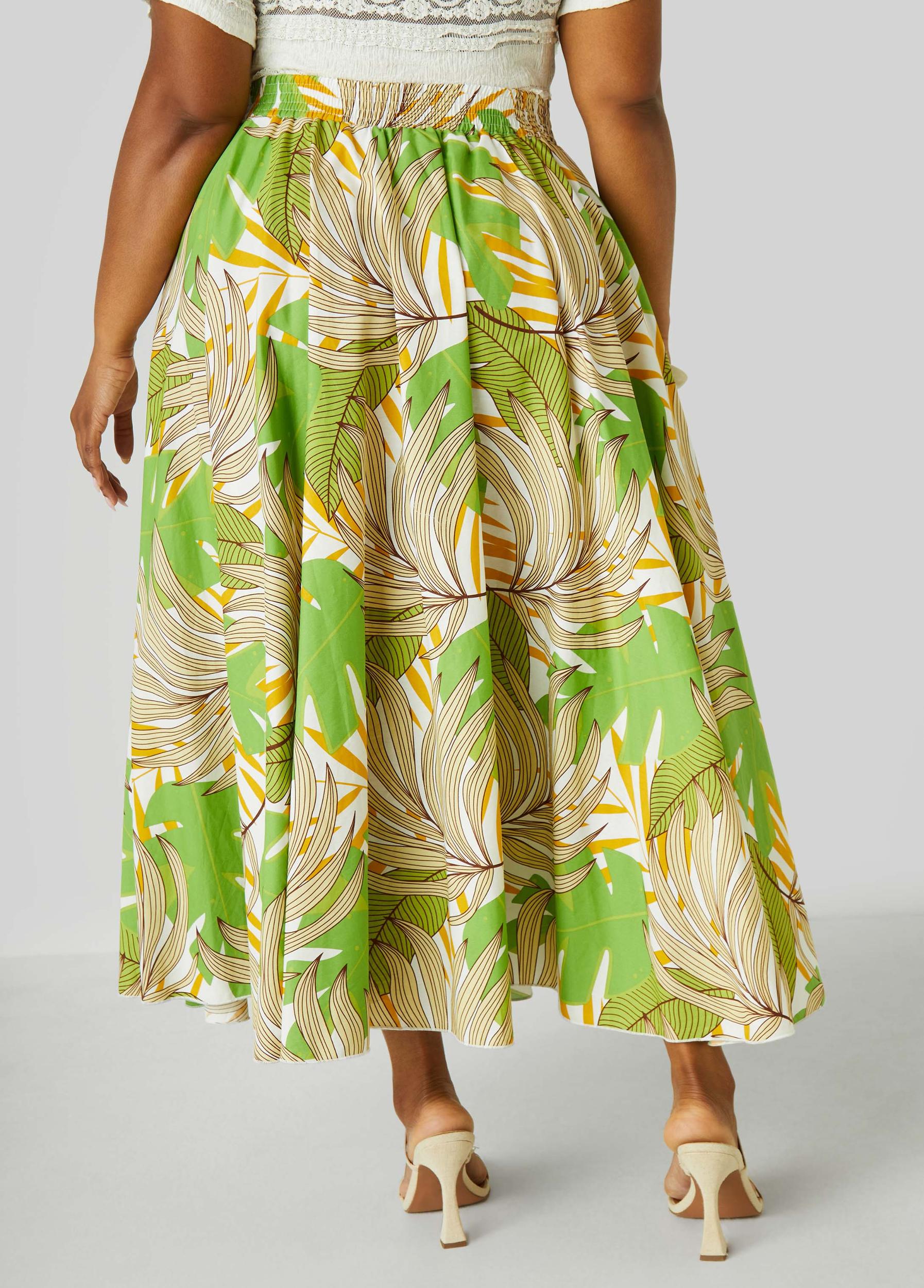 Leaf Print Maxi Skirt Product Image