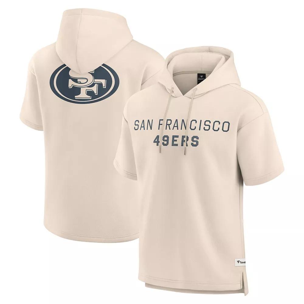 Men's Fanatics Cream San Francisco 49ers Elements Future Ground Lettering Short Sleeve Pullover Hoodie, Size: 4XL, Beige Product Image