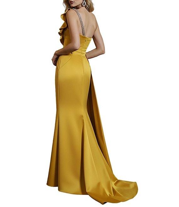 Terani Couture Asymmetric One Shoulder Beaded Gown Product Image
