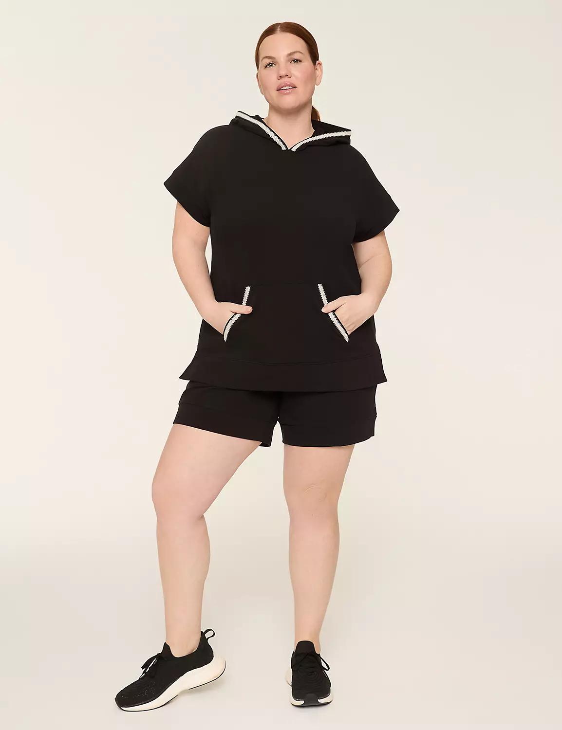 LIVI French Terry Short-Sleeve Crochet-Trim Sweatshirt Product Image