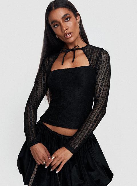 Worth My Time Tie Neck Cut Out Top Black Product Image