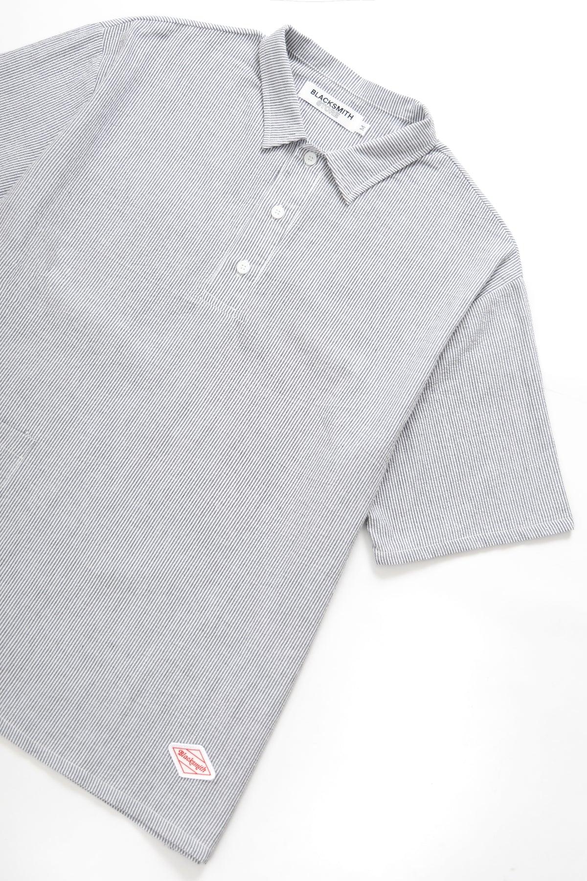 Blacksmith - Short Sleeved Popover Shirt - Black Seersucker Product Image