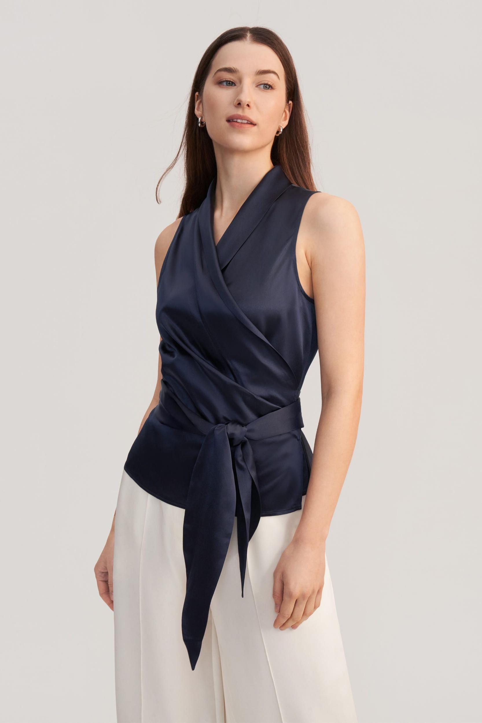 LILYSILK Women Silky Tops Black Bow-Knot Elegant Light and Soft 100% Grade 6A Mulberry Silk 2 Product Image