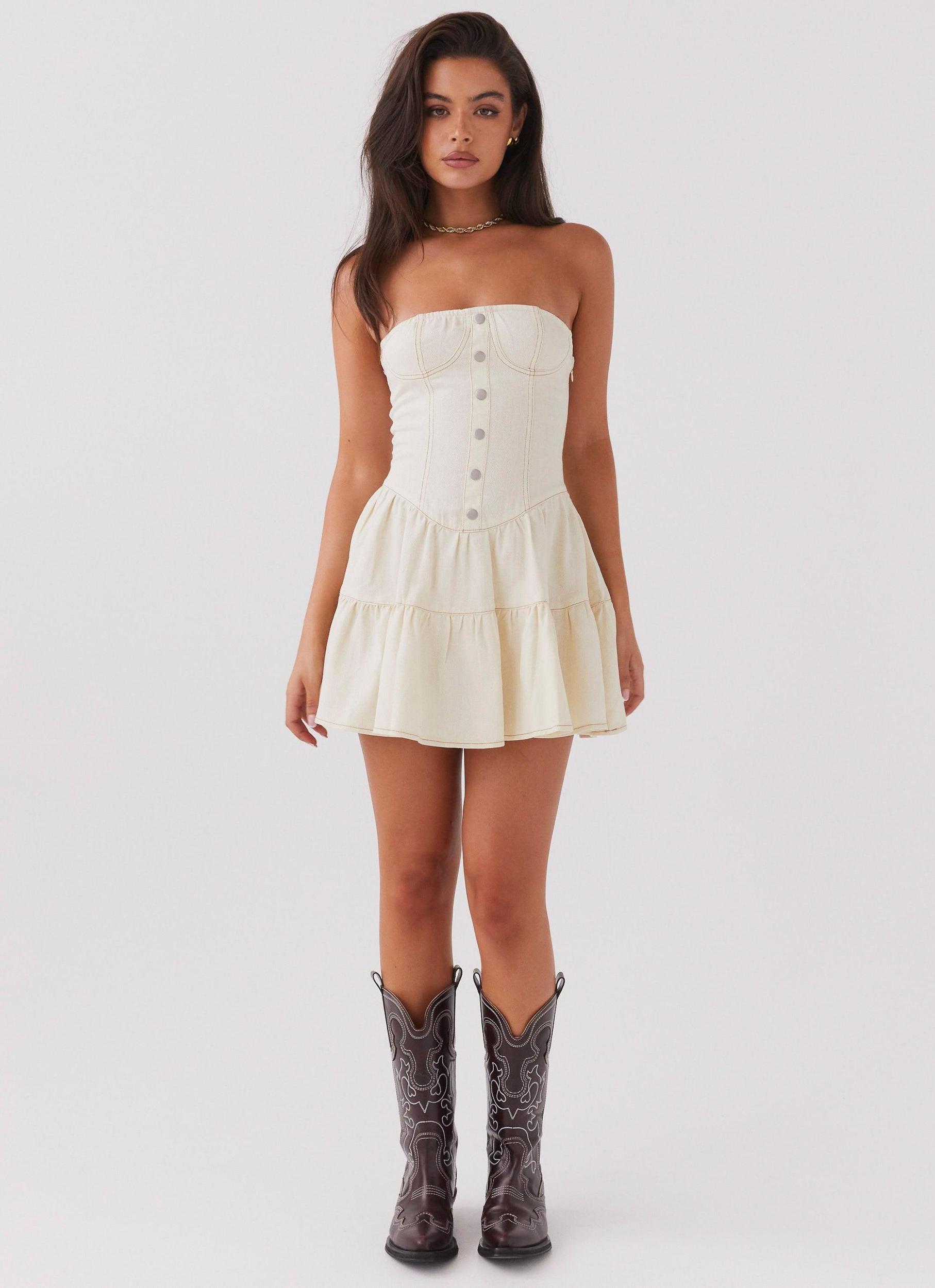 Adriana Denim Bustier Dress - Antique Product Image