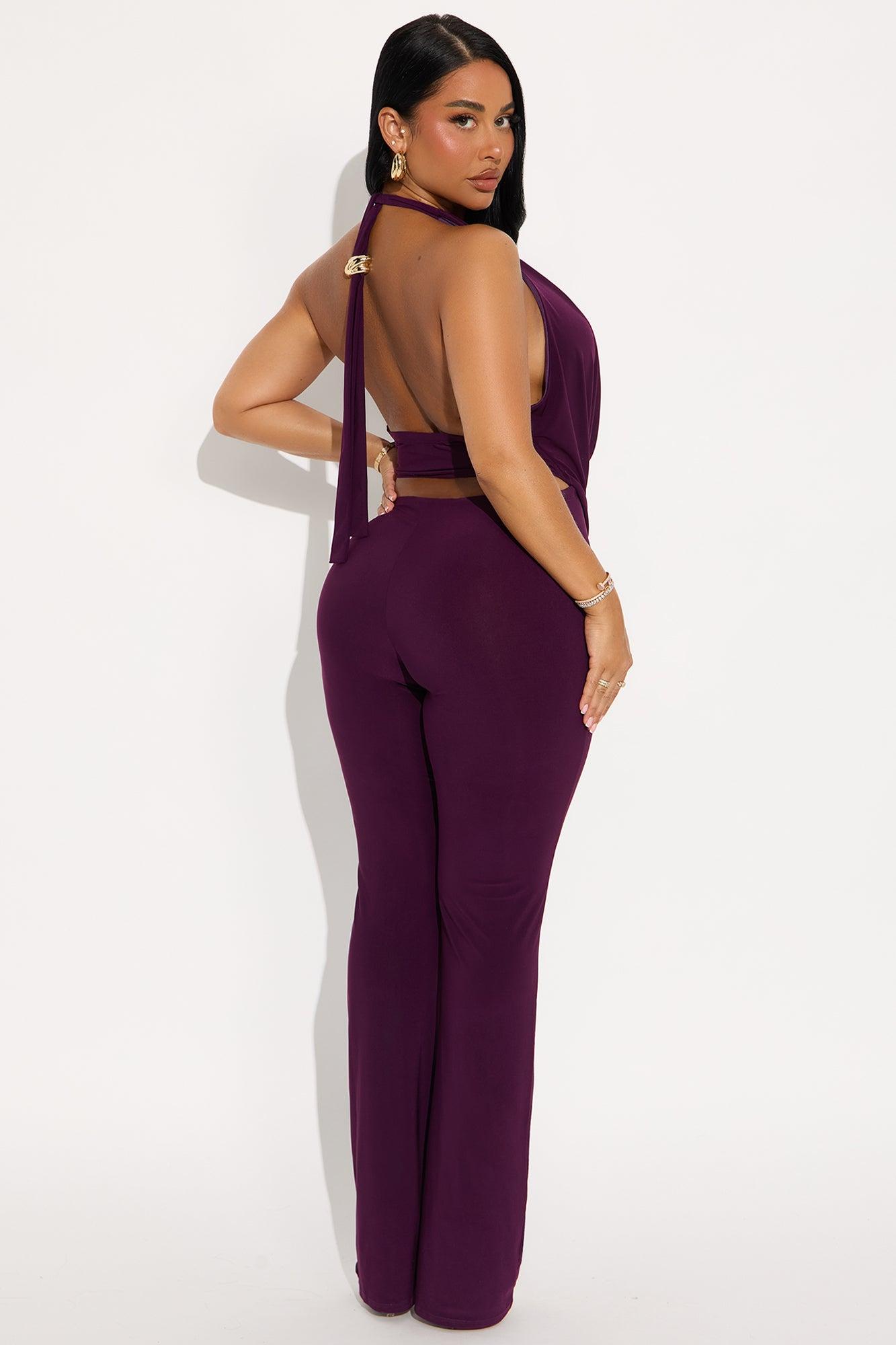 Julia Halter Flare Leg Jumpsuit - Plum Female Product Image
