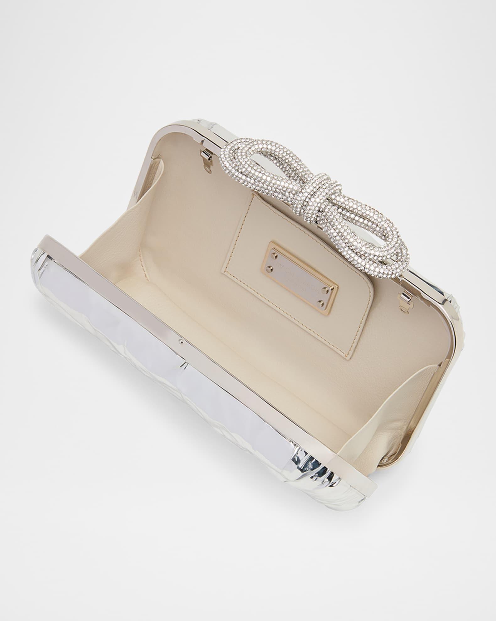 Double Bow Wrapped Mirror Leather Clutch Bag Product Image