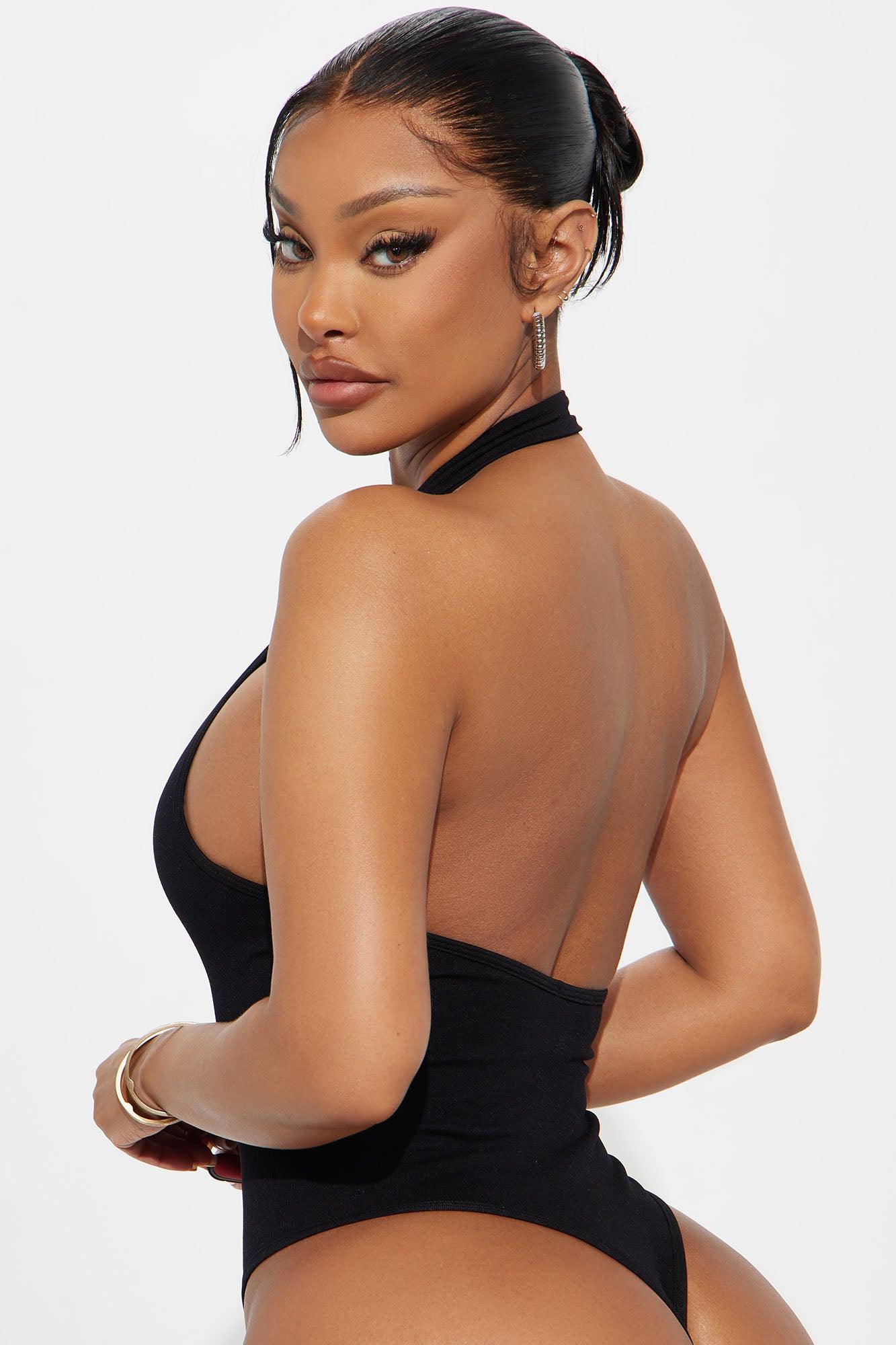 Like A Pro Mock Neck Halter Bodysuit - Black Female Product Image