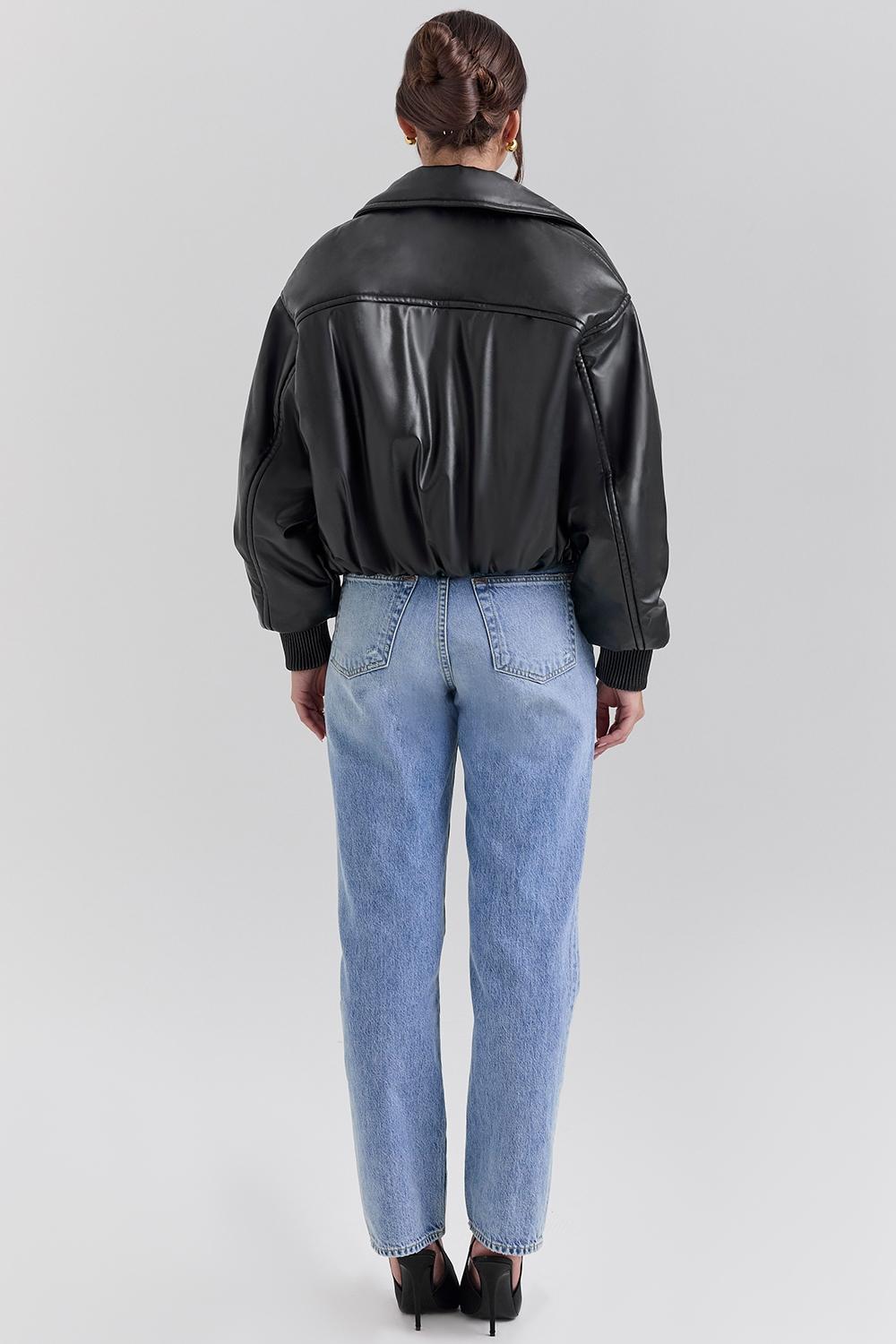 Sante  black vegan leather bomber jacket - sale Product Image