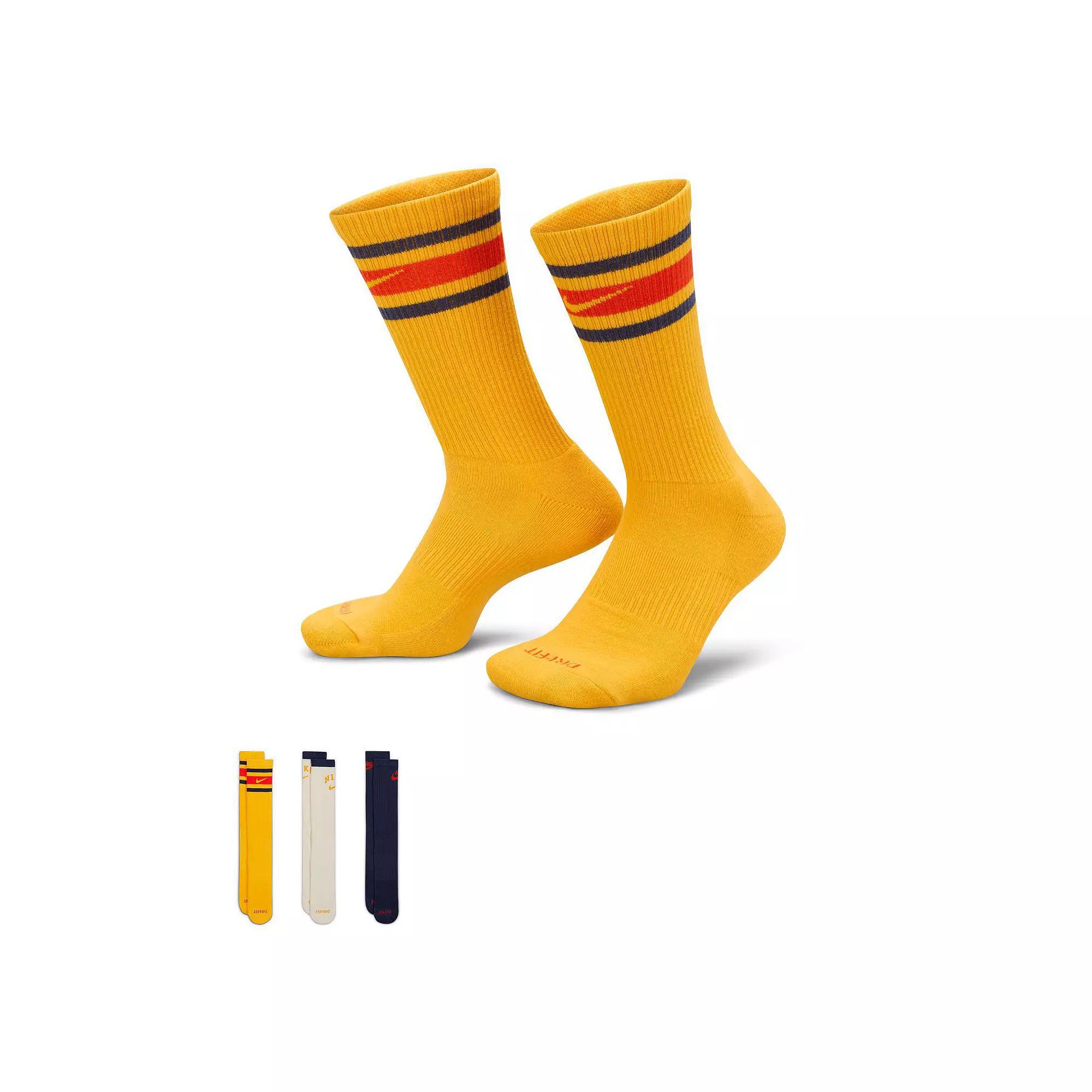 Men's Nike 3-Pack Everyday Plus Retro Cushioned Crew Socks,  Product Image