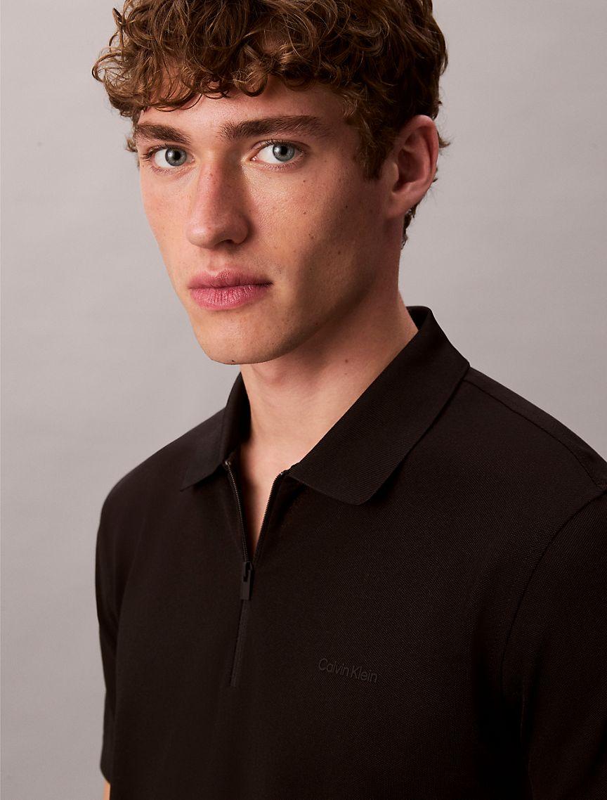 Tech Pique Zip Polo Shirt Product Image