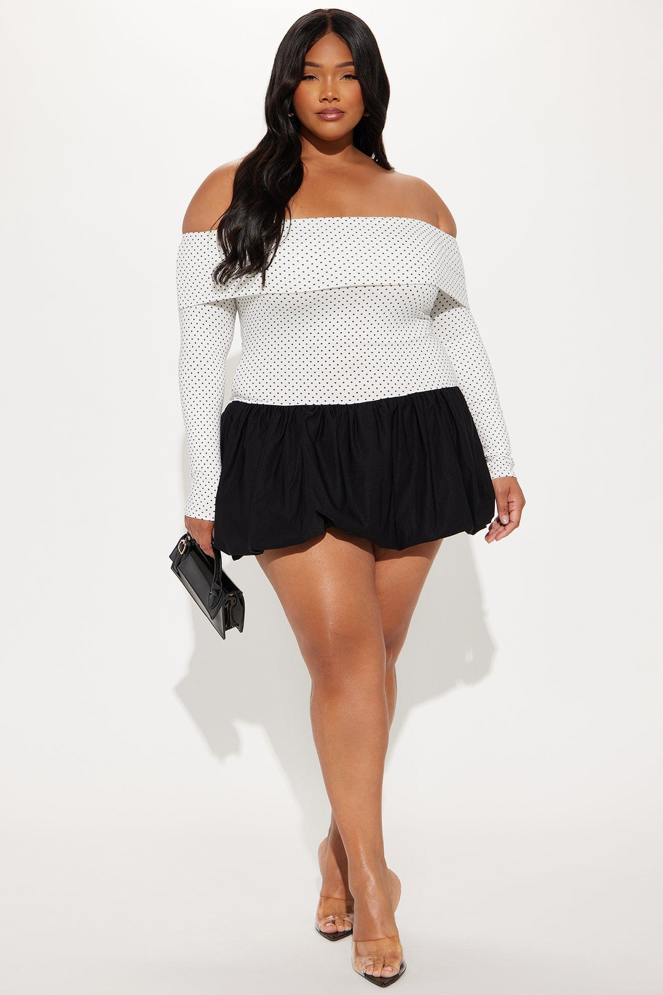 Lorena Polka Dot Bubble Mini Dress - White/Black Product Image