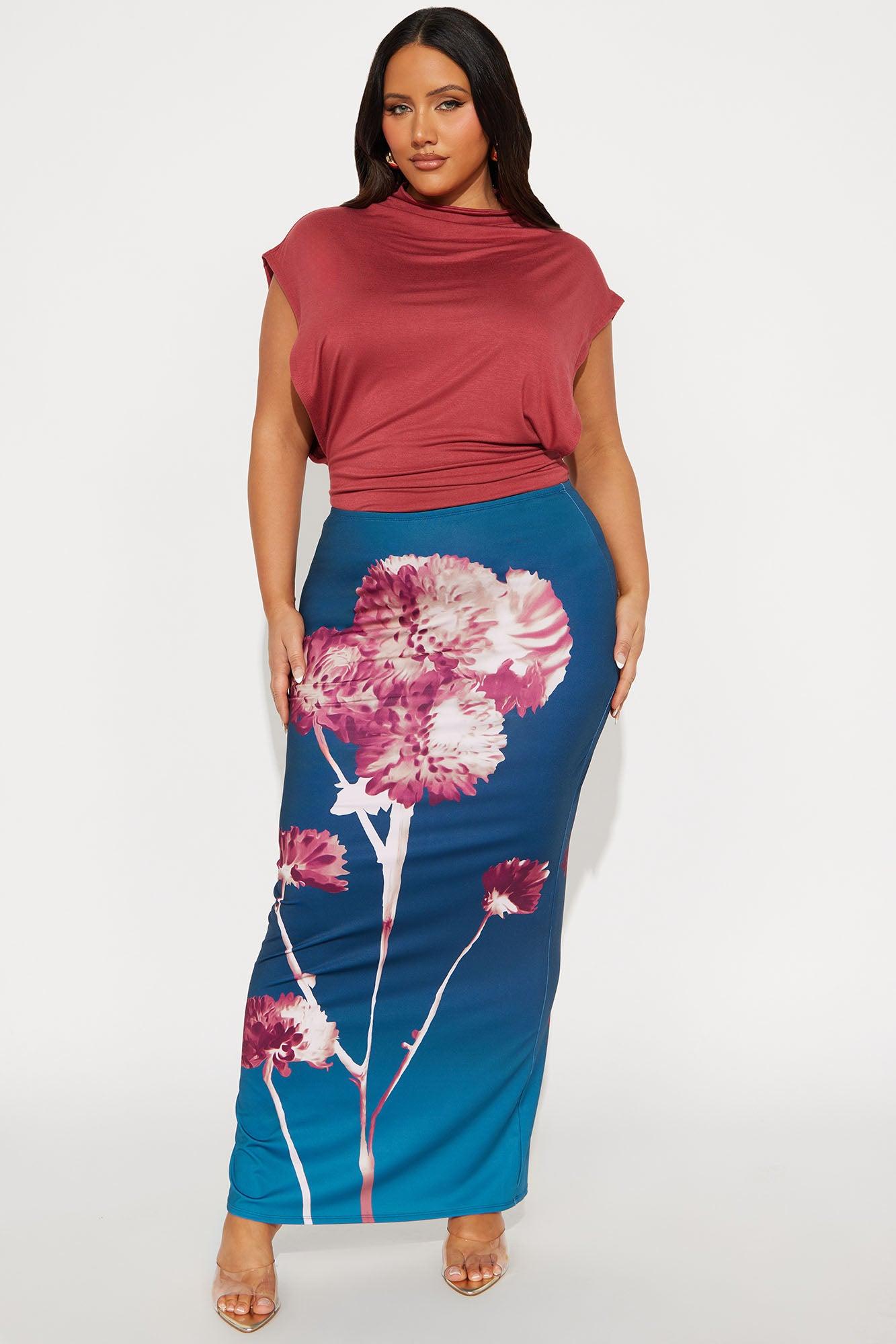Sunsets In Cabo Floral Maxi Skirt - Blue/combo Female Product Image