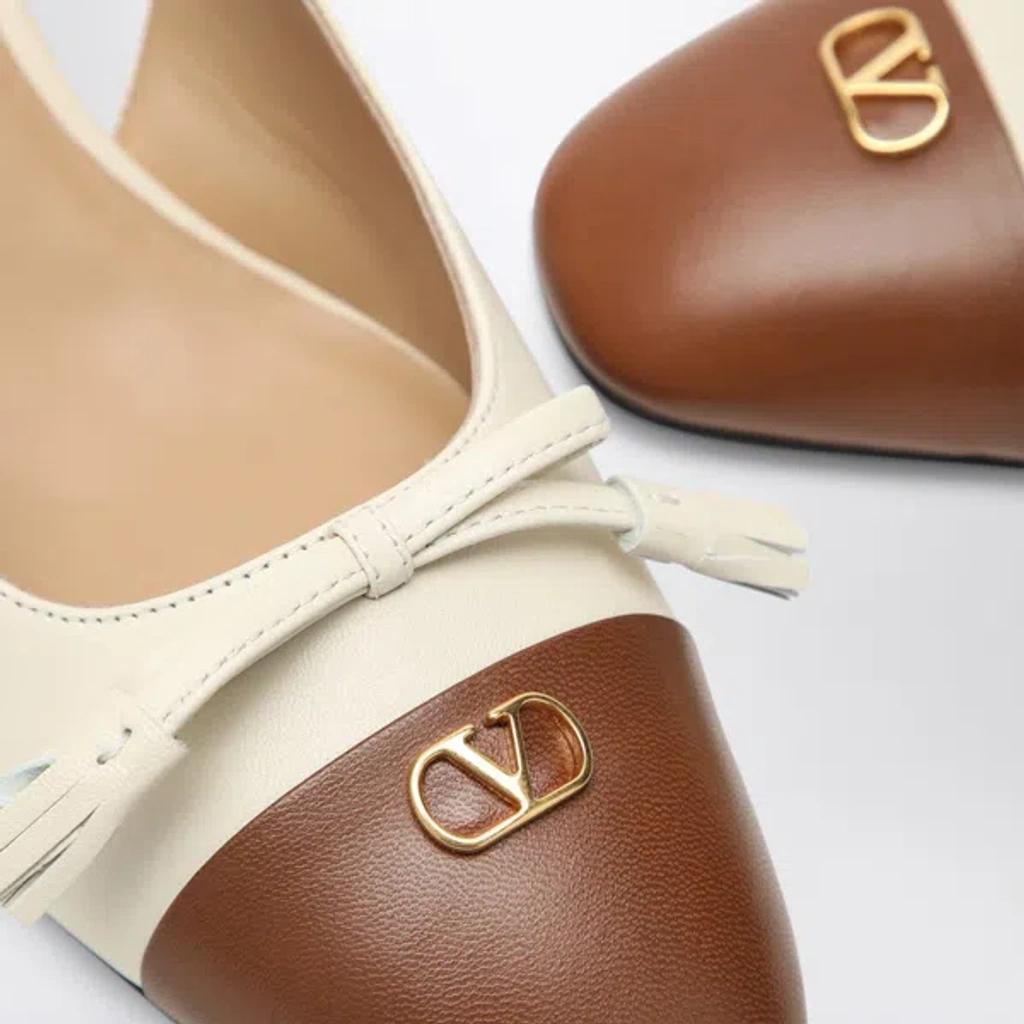 VALENTINO GARAVANI Leather Vlogo Signature Pumps With Slingback Strap In Neutral Product Image
