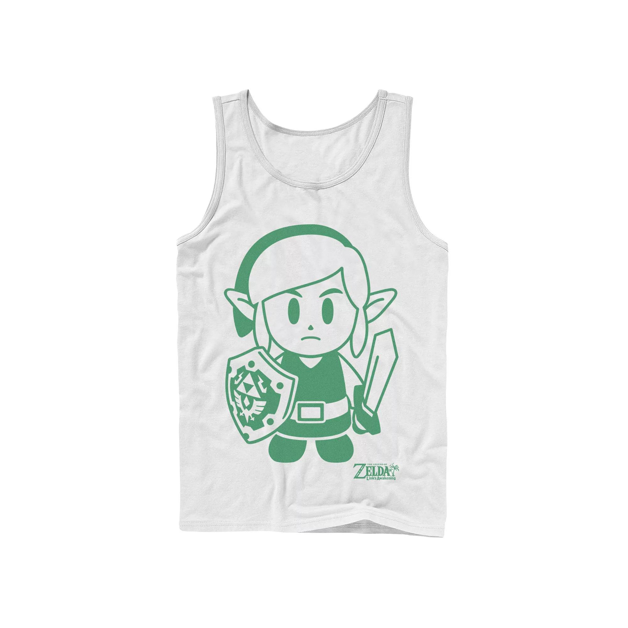Men's Nintendo Legend Of Zelda Links Awakening Link Green Outline Portrait Tank Top,  Product Image