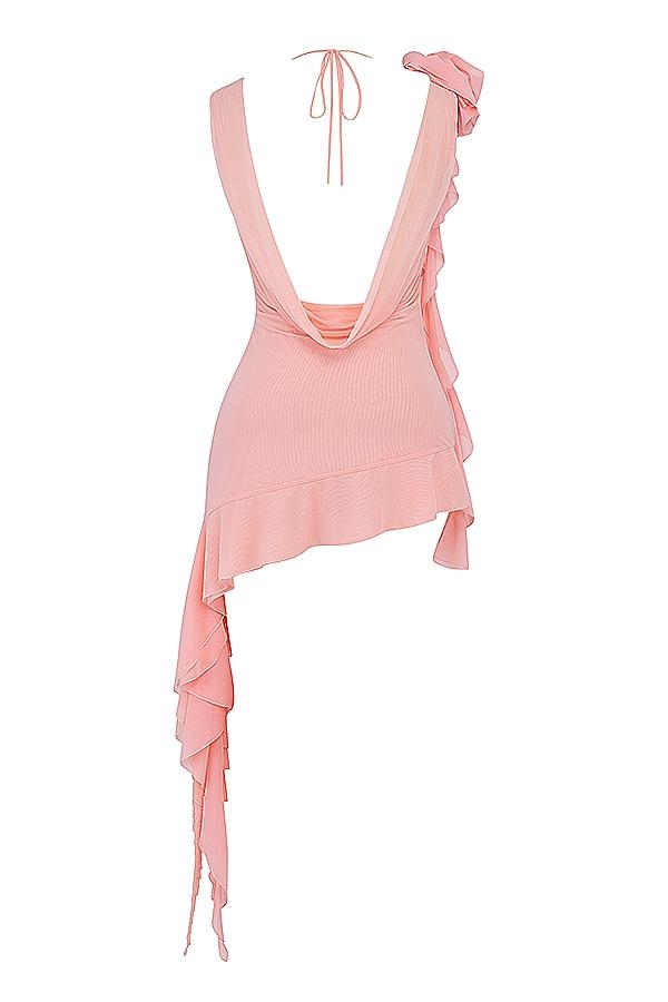Charla  soft apricot ruffle mini dress - sale Product Image