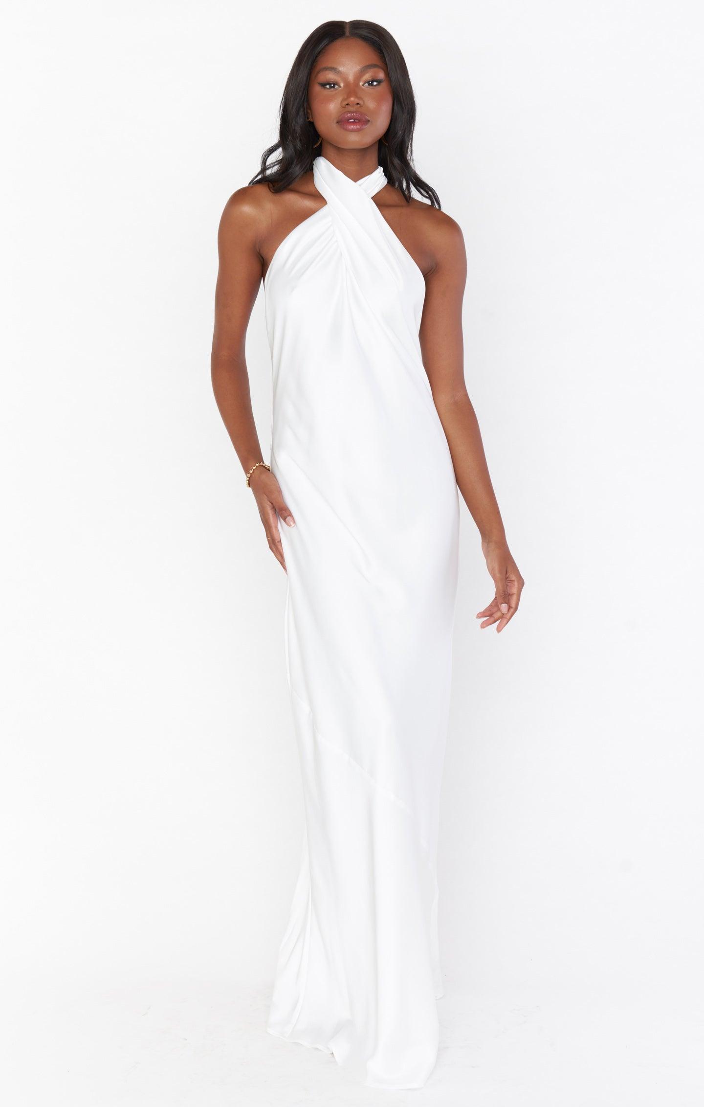 Jasmine Halter Maxi Dress ~ Ivory Luxe Satin Product Image