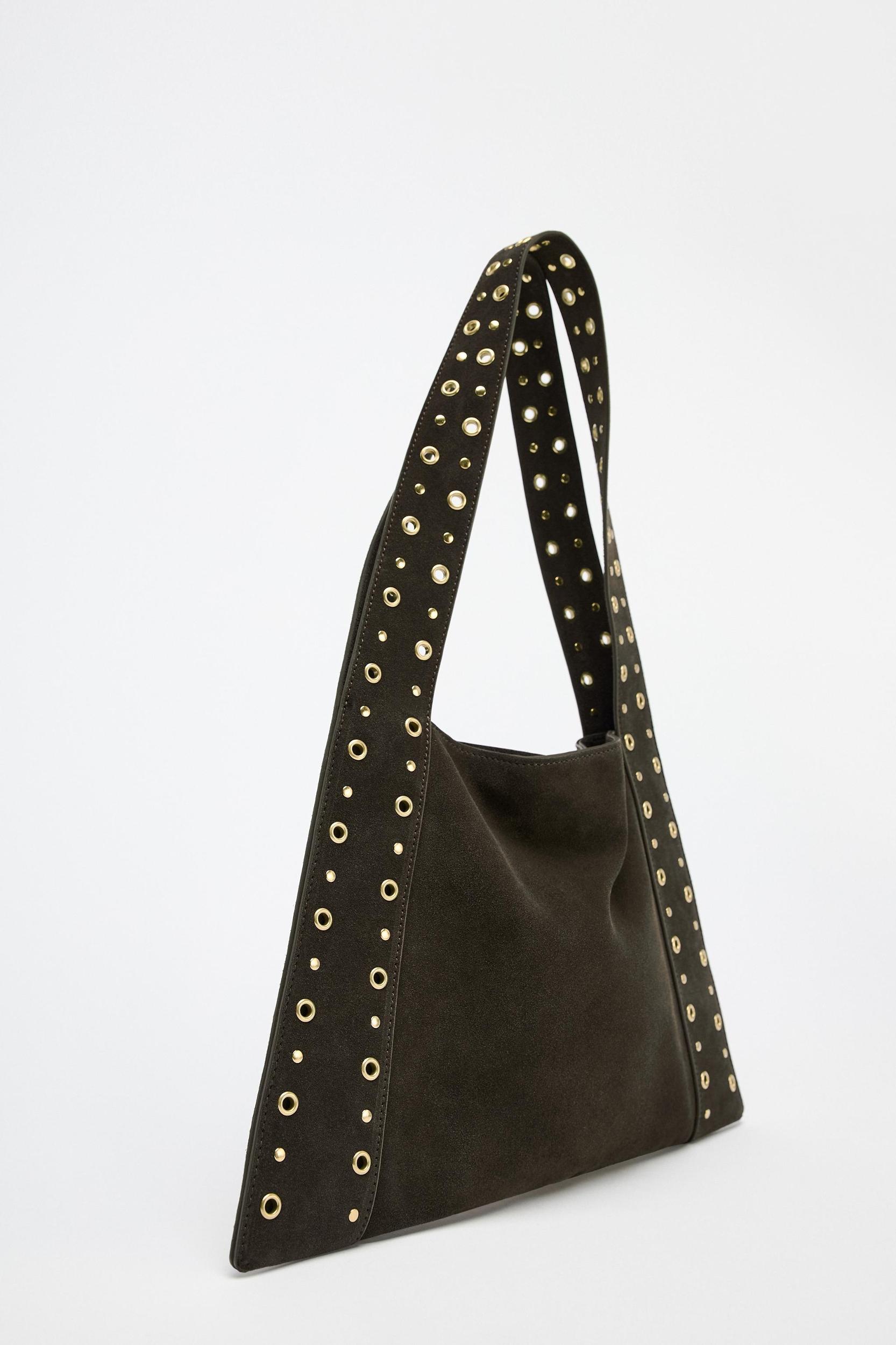 SUEDE STUDDED SHOULDER BAG Product Image