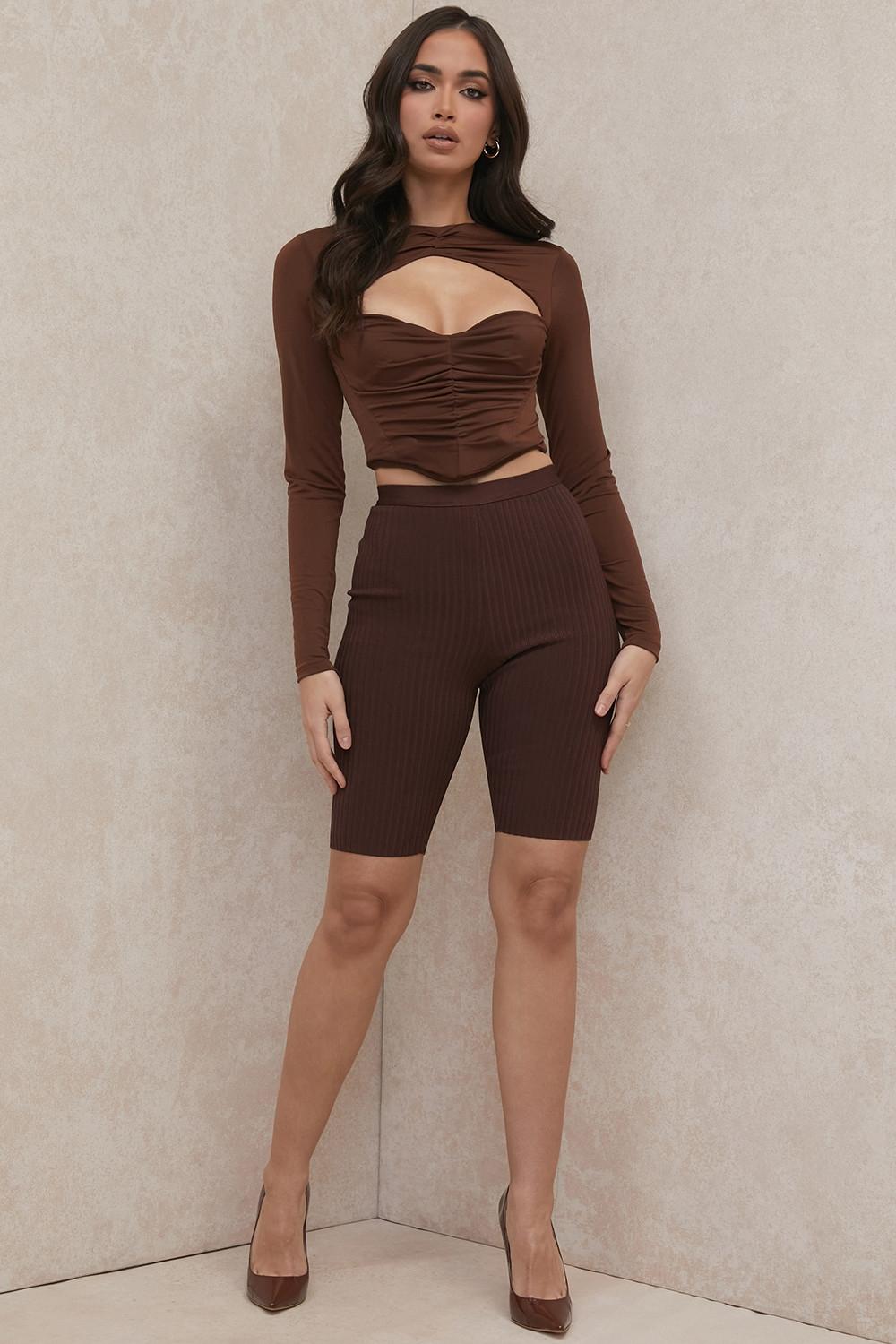 Verona  chocolate bandage cycle shorts Product Image