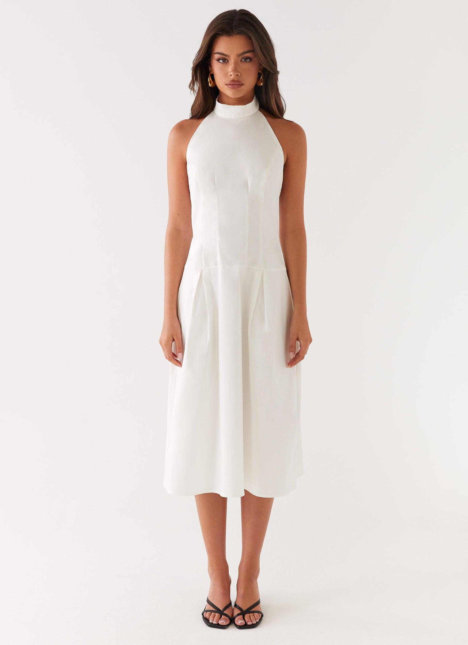 Calla Halter Midi Dress - White Product Image