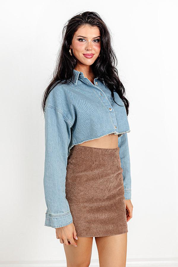 Subtly In Love Chambray Crop Top Product Image