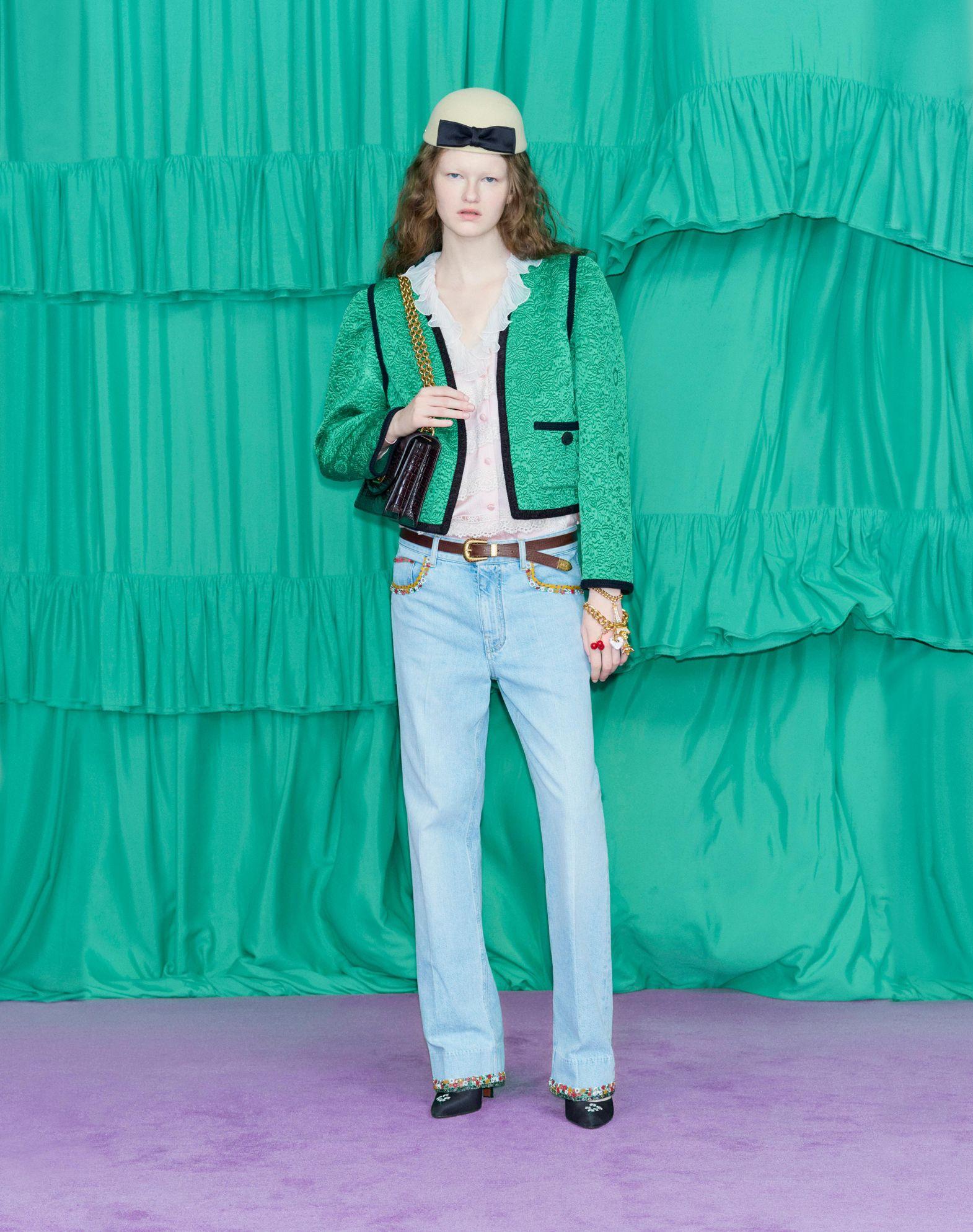 Embroidered Denim Pants Product Image