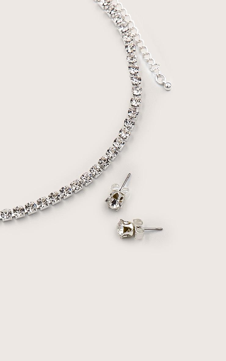 Silver Dainty Stud And Necklace Set Product Image