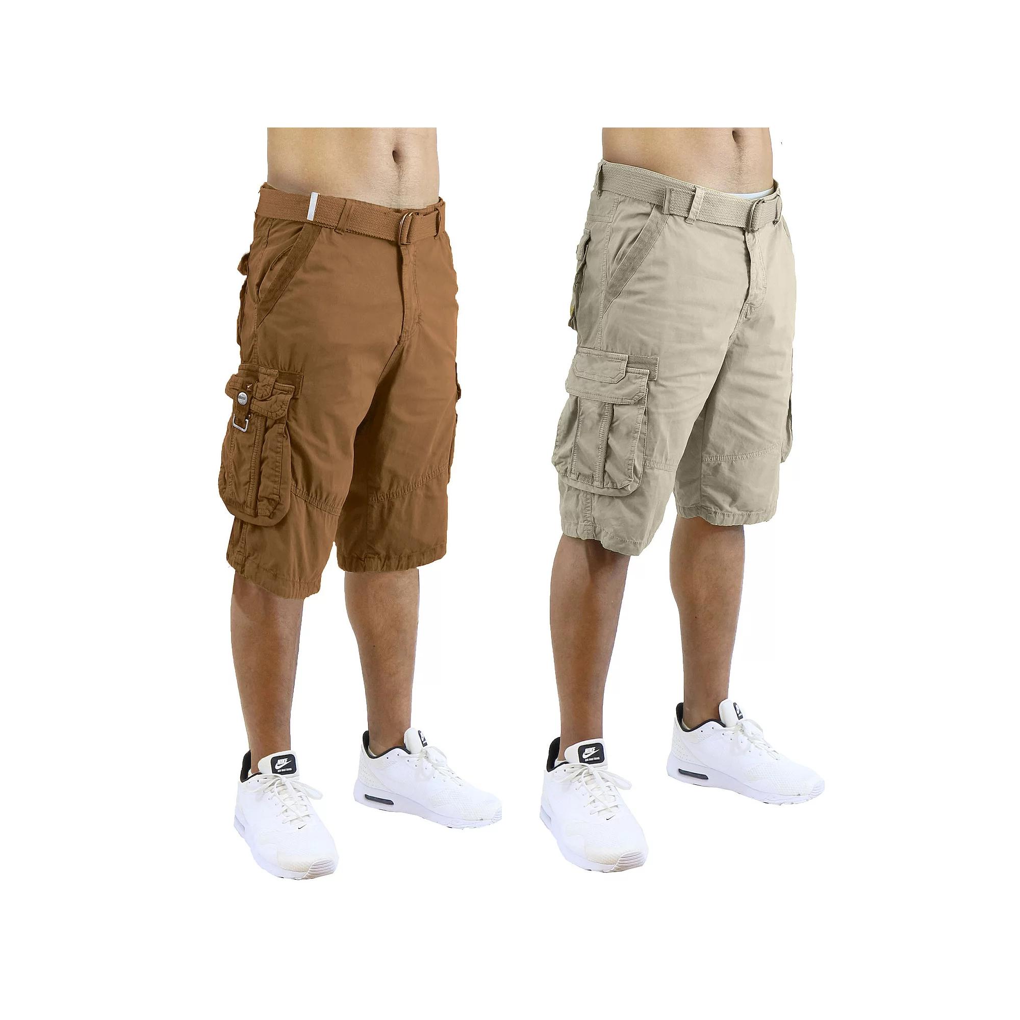 Men's Blu Rock 13.5" Distressed Cotton Cargo Shorts with Belt 2-Pack,  Product Image
