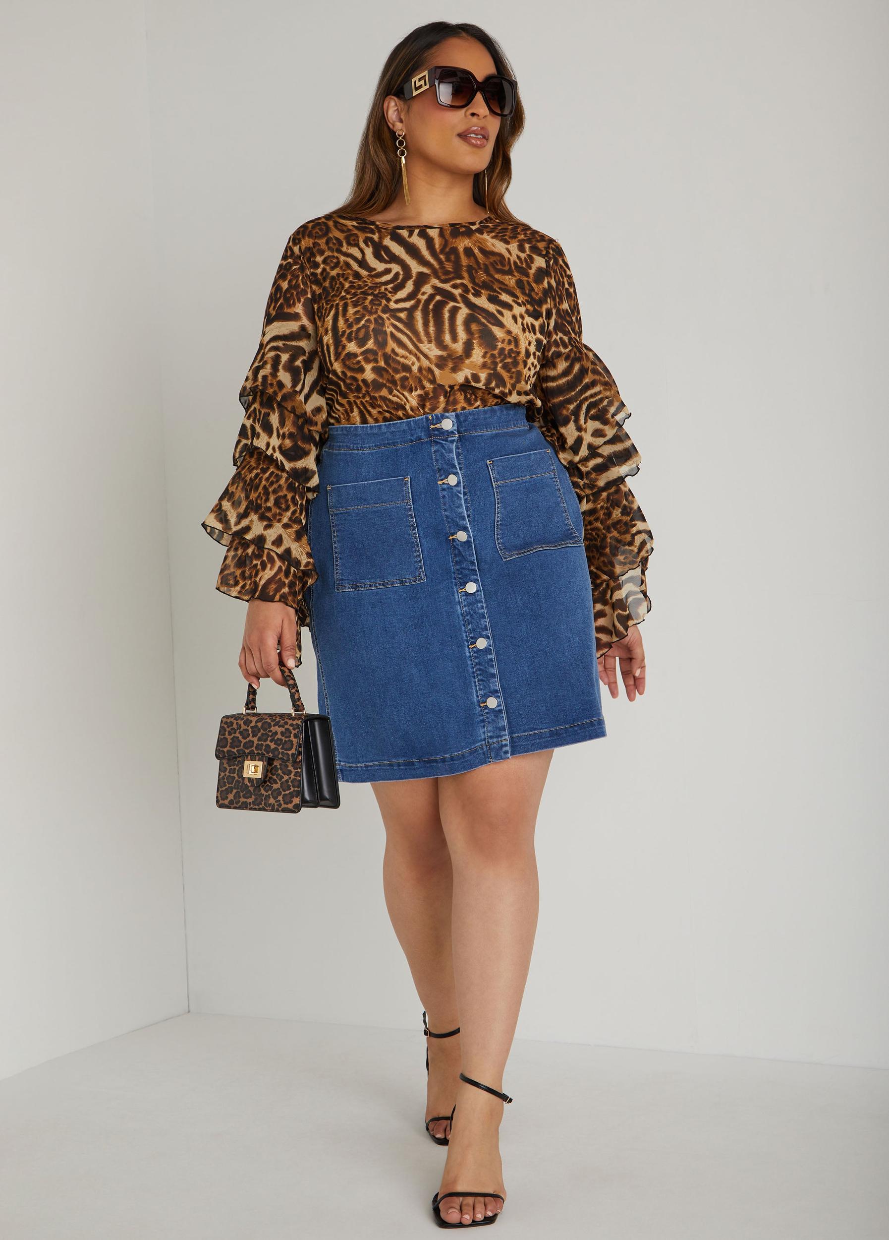 Plus Size Ruffle Sleeved Blouse Ashley Stewart Product Image