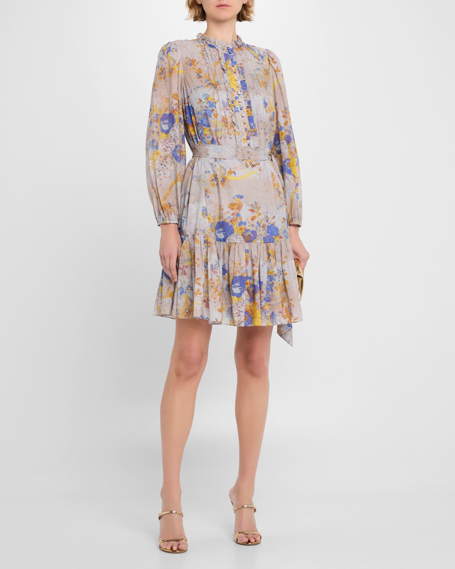 Hilary Floral-Print Pintuck Flounce Mini Dress Product Image