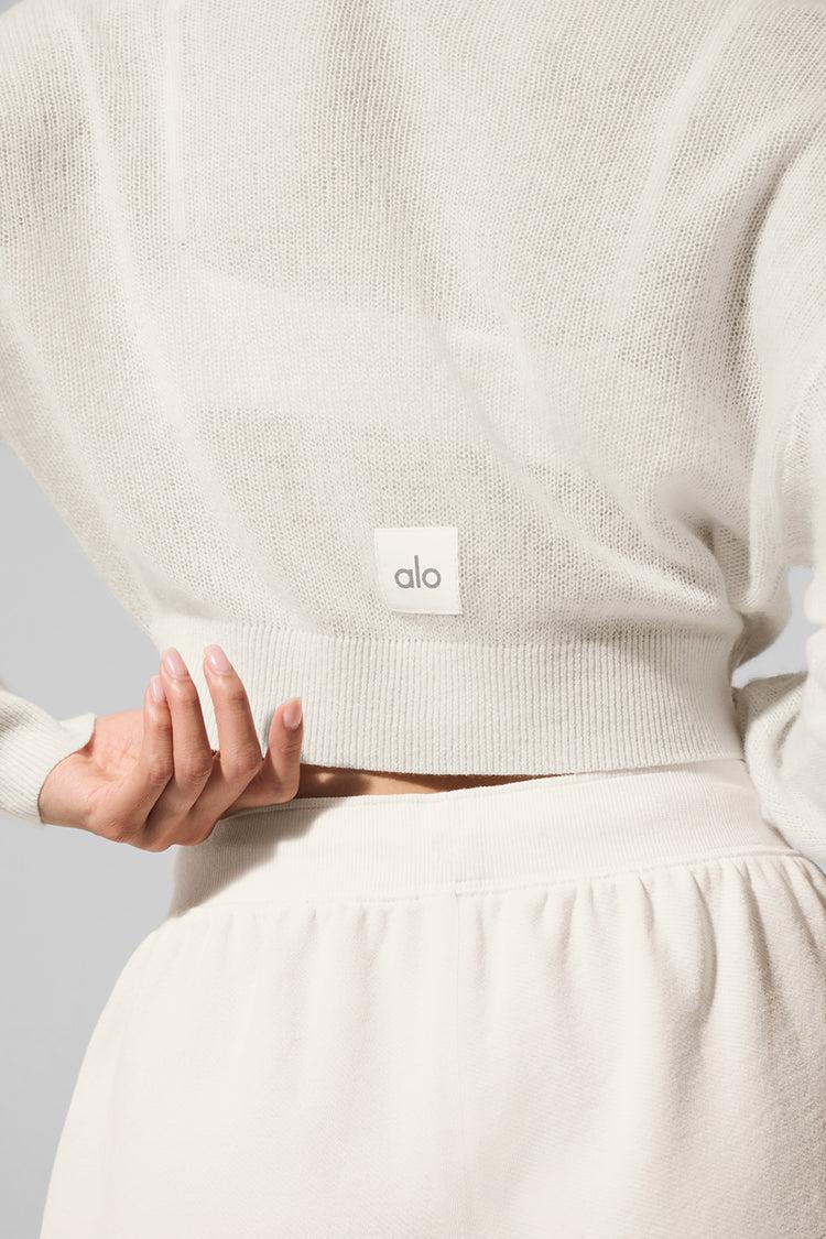 Sheer Cashmere Cropped Cardigan - Ivory Female Product Image