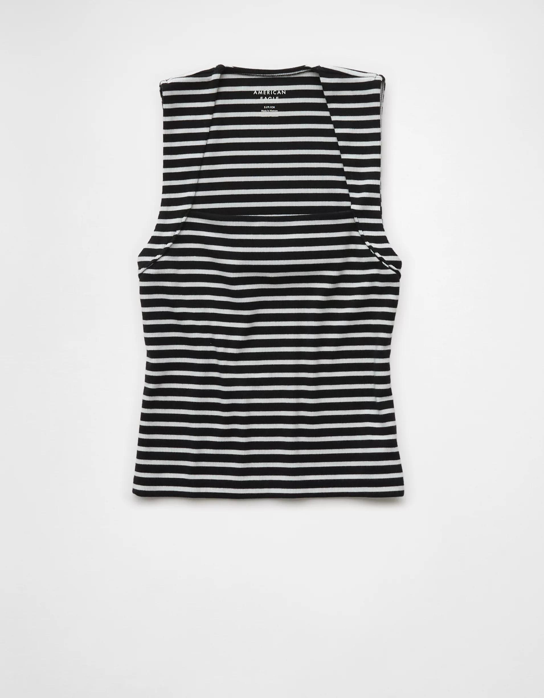 AE Sleeveless Square Neck Striped Top Product Image