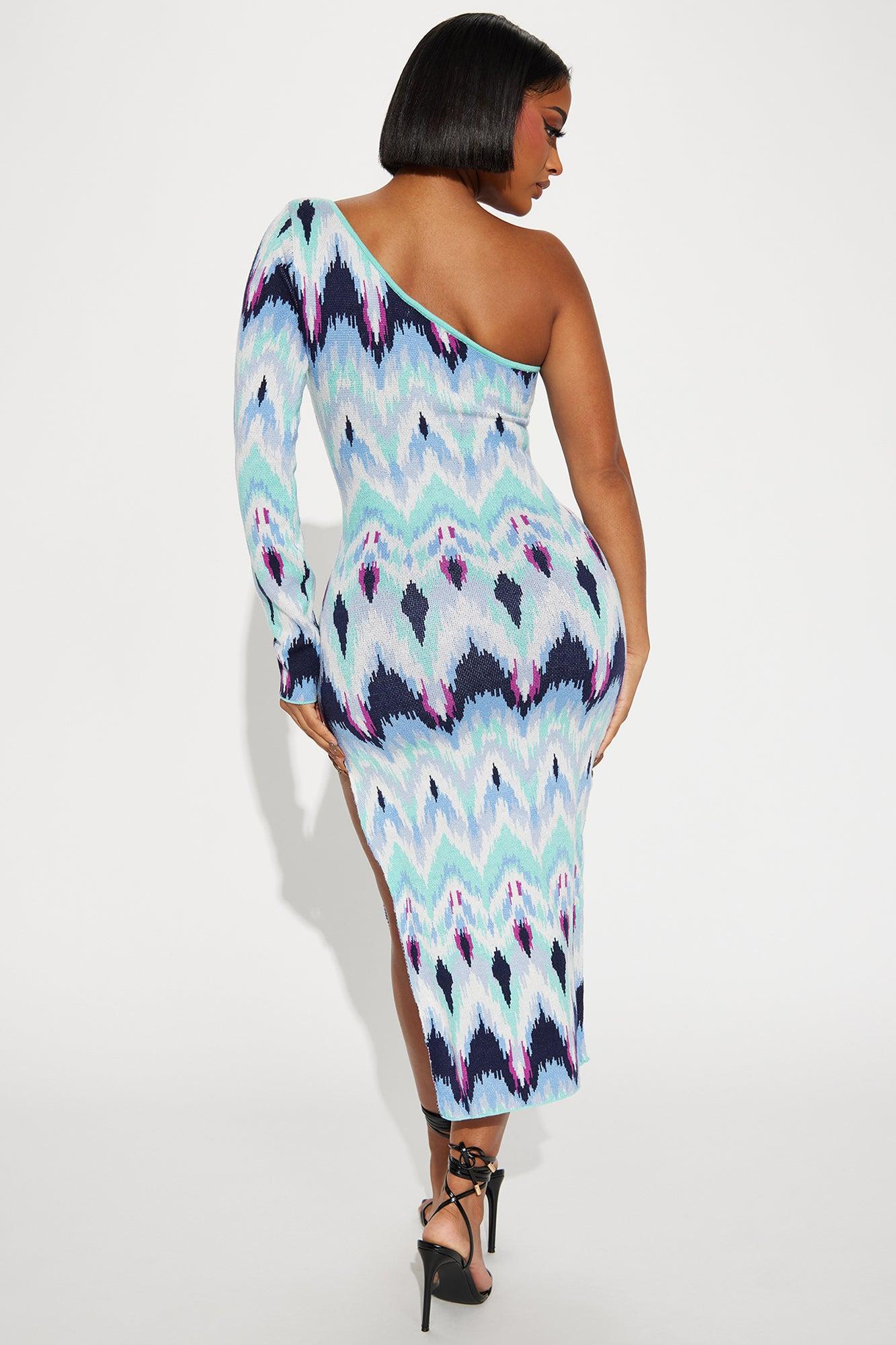 Patricia Sweater Midi Dress - Blue/combo Female Product Image