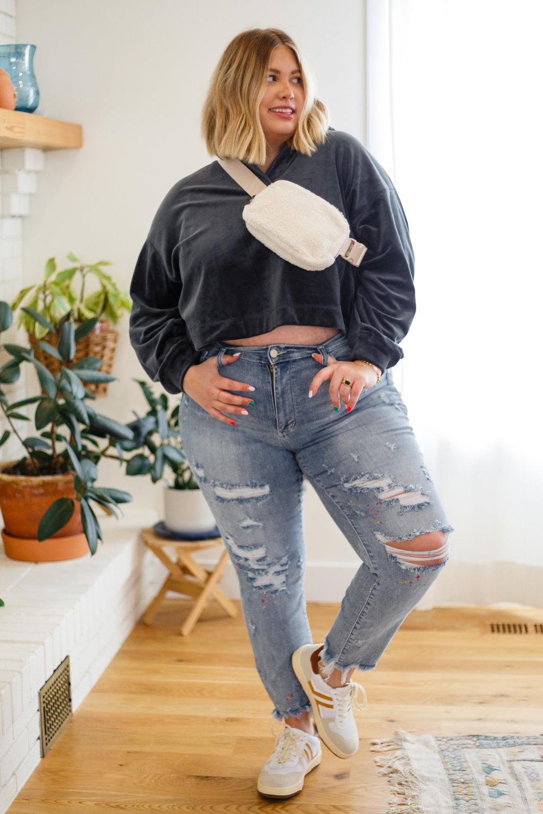 Velvet Icon Hoodie In Grey Blue (Online Exclusive) Product Image